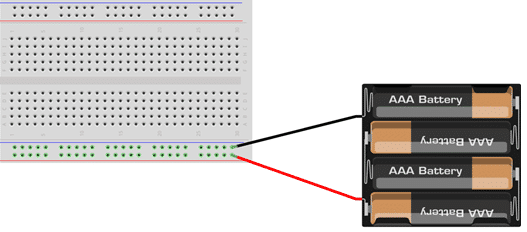 connect battary to breadboard